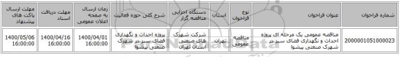 مناقصه عمومی یک مرحله ای پروژه احداث و نگهداری فضای سبز در شهرک صنعتی پیشوا   