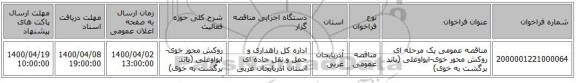 مناقصه عمومی یک مرحله ای روکش محور خوی-ایواوغلی (باند برگشت به خوی)  ‏‏‏‏