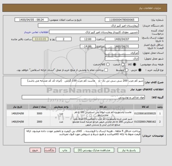 استعلام شیر کم چرب 200 سی سی نی دار   و    ماست کم چرب 100 گرمی   (ایران کد کد مشابه می باشد)