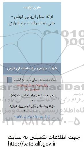 فراخوان، فراخوان ارائه مدل ارزیابی کیفی فنی محصولات نرم افزاری 