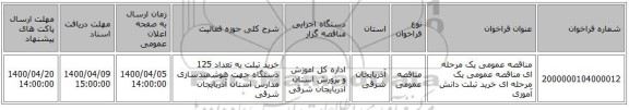 مناقصه عمومی یک مرحله ای مناقصه عمومی یک مرحله ای خرید تبلت دانش آموزی
