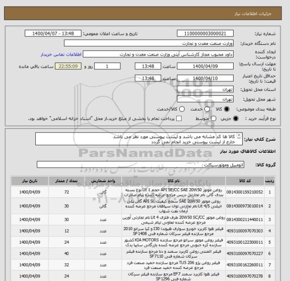 استعلام کالا ها کد مشابه می باشد و لیست پیوستی مورد نظر می باشد
خارج از لیست پیوستی خرید انجام نمی گردد
پرداخت حداکثر 2 ماهه می باشد