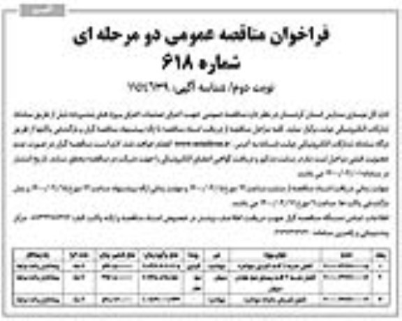 فراخوان مناقصه تکمیل مدرسه 2 کلاسه ... - نوبت دوم