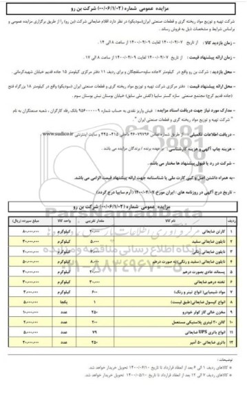 مزایده، مزایده اقلام ضایعاتی