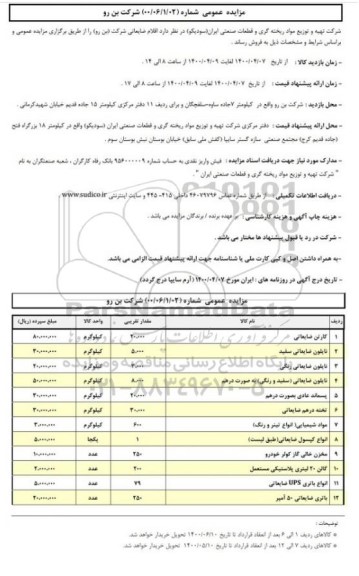 مزایده، مزایده اقلام ضایعاتی 