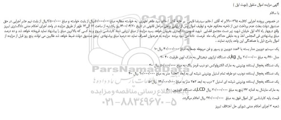 مزایده یک سیستم دوربین مدار بسته با 6عدد دوربین و...