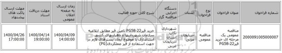 مناقصه عمومی یک مرحله ای خرید قیرPG58-22