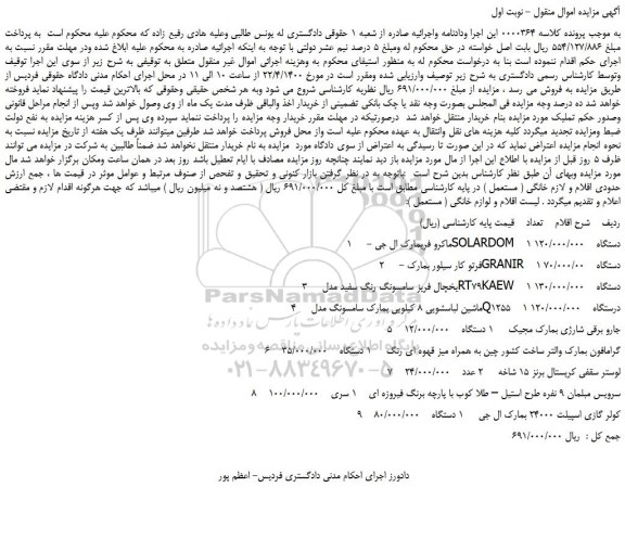 مزایده ماکرو فریمارک ال جی و...