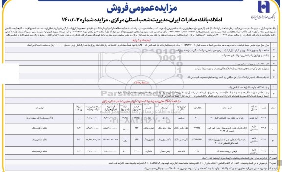 مزایده مزایده فروش تعدادی از املاک مازاد کاربری مغازه و تجاری