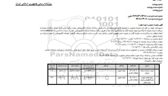 مزایده فروش تنه و لاشه و شاخه درختان و...