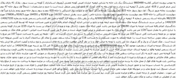 آگهی مزایده ششدانگ یک باب خانه