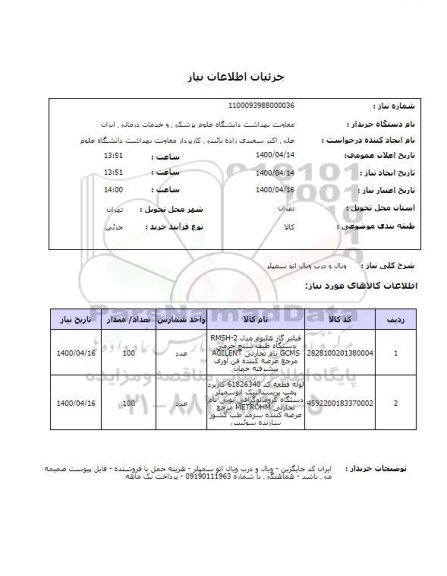 استعلام ,استعلام فیلتر گاز هلیوم مدل RMSH-2  دستگاه طیف سنج و لوله قطه کد 61826340 کاربرد پمپ پریستالیک 