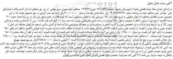 مزایده تعداد حدود 200 بسته الکترود