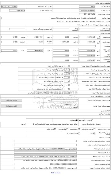 مزایده عمومی فروش ضایعات ناشی از تخریب ساختمان قدیم ثبت اسناد واملاک بجنورد