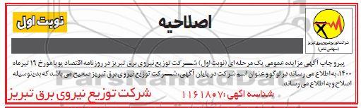 مزایده فروش 40.000 کیلوگرم سیم مسی اسقاط و 450 بشکه سرپر روغن