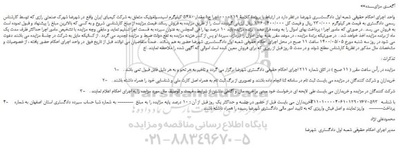 مزایده،مزایده فروش مقدار 5480 کیلوگرم اسیدسولفونیک 