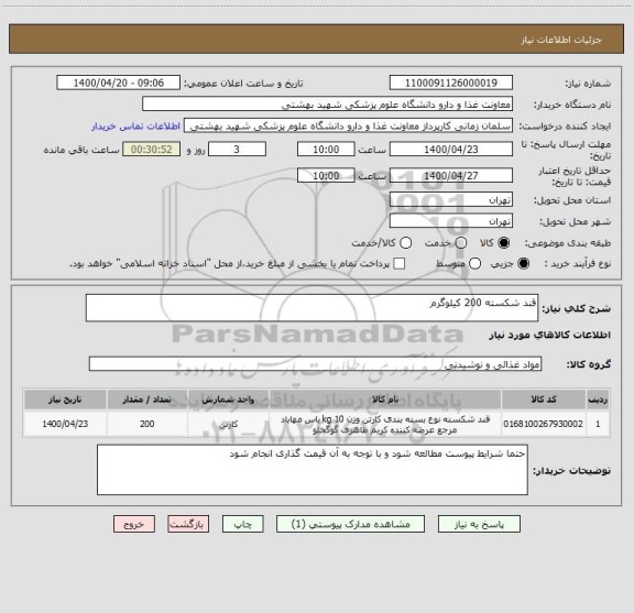 استعلام قند شکسته 200 کیلوگرم