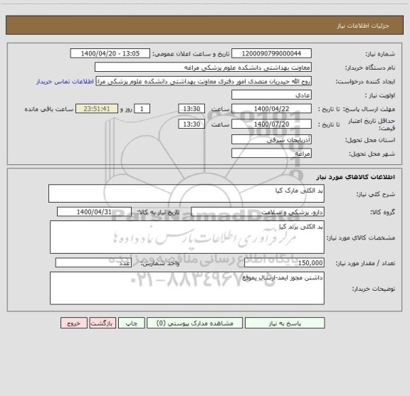 استعلام پد الکلی مارک کیا