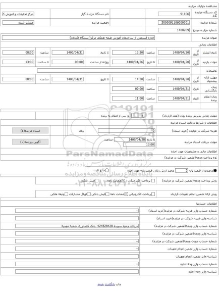 اجاره قسمتی از ساختمان آموزش طبقه همکف مرکز(ایستگاه اکباتان)