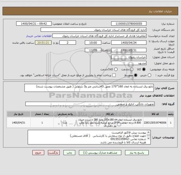 استعلام تابلو برق ایستاده به ابعاد 160*170 عمق 45سانتی متر و3 سلولی ( طبق مشخصات پیوست شده)