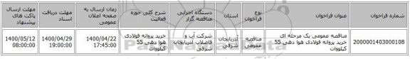 مناقصه، مناقصه عمومی یک مرحله ای خرید پروانه فولادی هوا دهی 55 کیلووات,سامانه تدارکات الکترونیکی دولت