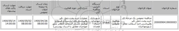 مناقصه عمومی یک مرحله ای خرید،پخت،حمل ،قیر وقیرپاشی،اجرا آسفالت معابر شهرمهاجران