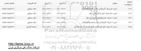 استعلام ، استعلام خرید دو ردیف گیربکس نوار ...
