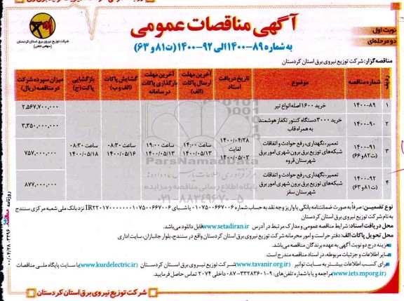تجدید مزایده فروش تعداد دو دستگاه خودروی مازاد - نوبت دوم