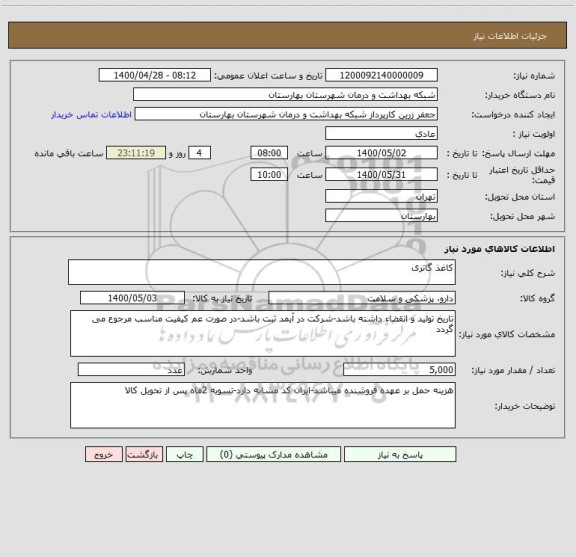 استعلام کاغذ گاتری 