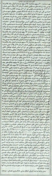 مزایده مزایده 40 سهم مشاع از 96 سهم عرصه و اعیان