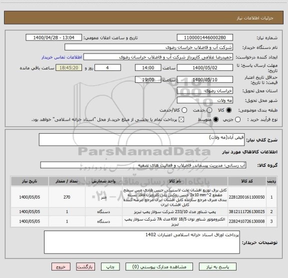 استعلام فیض آباد(مه ولات)