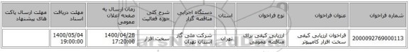 فراخوان ارزیابی کیفی سخت افزار کامپیوتر