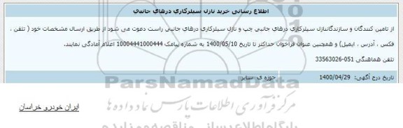 اطلاع رسانی خرید نازل سیلرکاری درهای جانبی