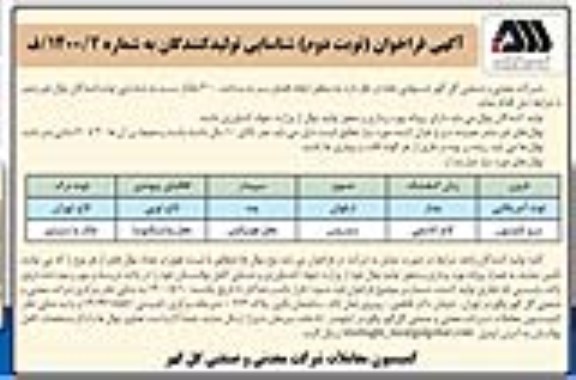 فراخوان، فراخوان شناسایی تولید کنندگان ایجاد فضای سبز