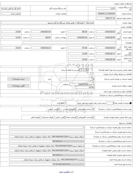 اجاره مکان ( فروشگاه ) هایپر مارکت ایستگاه راه آهن مشهد