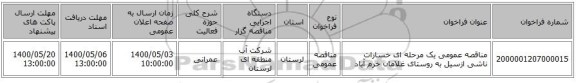 مناقصه عمومی یک مرحله ای خسارات ناشی ازسیل به روستای غلامان خرم آباد