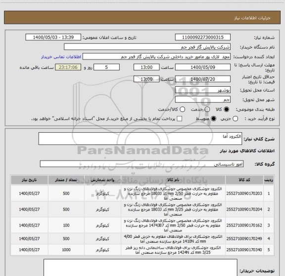 استعلام الکترود آما