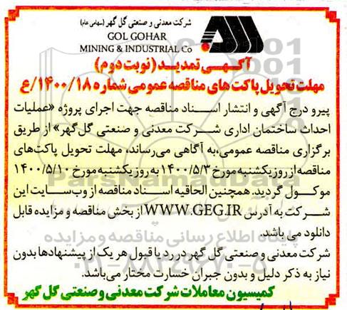 تمدید مناقصه، تمدید مناقصه عملیات احداث ساختمان اداری - نوبت دوم