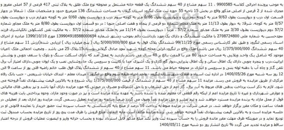 مزایده فروش ششدانگ یک قطعه خانه
