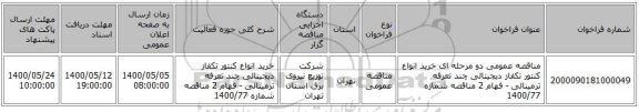 مناقصه عمومی دو مرحله ای خرید انواع کنتور تکفاز دیجیتالی چند تعرفه ترمینالی - فهام 2 مناقصه شمازه 1400/77 