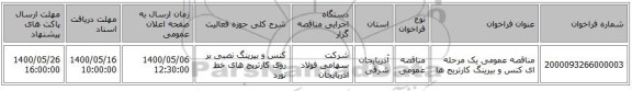 مناقصه عمومی یک مرحله ای کنس و بیرینگ کارتریج ها