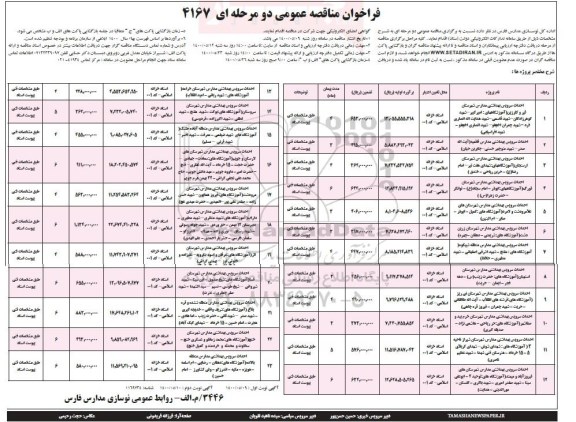 مناقصه، مناقصه احداث سرویس بهداشتی مدارس 
