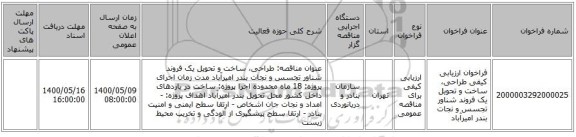 فراخوان ارزیابی کیفی طراحی، ساخت و تحویل یک فروند شناور تجسس و نجات بندر امیرآباد
