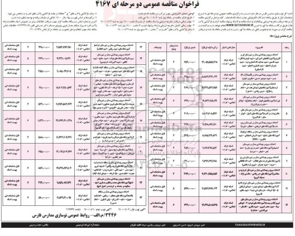 مناقصه، مناقصه احداث سرویس بهداشتی مدارس  - نوبت دوم