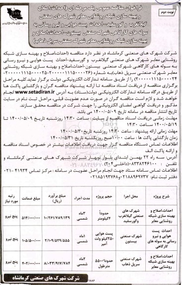 مناقصه،فراخوان مناقصه احداث، اصلاح و بهینه سازی شبکه روشنایی معابر...