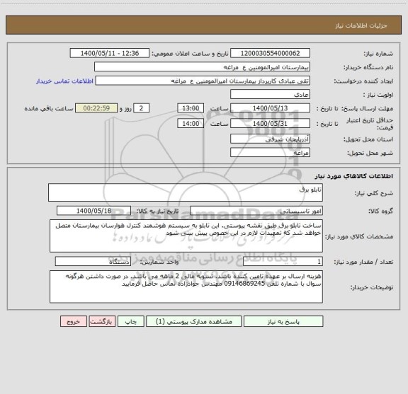 استعلام تابلو برق