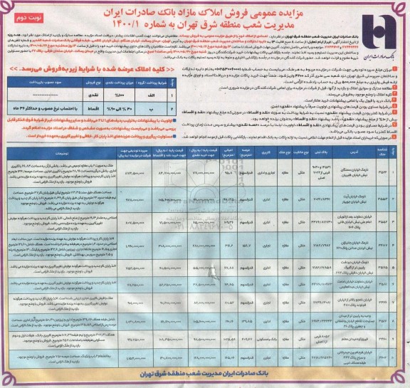 آگهی مزایده مزایده فروش املاک مازاد کاربری تجاری و اداری نوبت دوم 