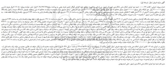 مزایده فروش عرصه و اعیان یکدستگاه آپارتمان مسکونی