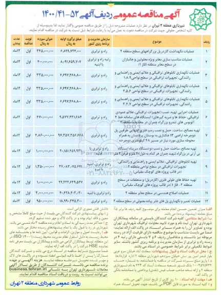 آگهی مناقصه عمومی , مناقصه عملیات نگهداشت گاردریل بزرگراههای  سطح منطقه
