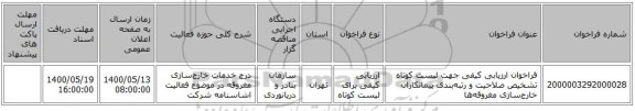 فراخوان ارزیابی کیفی جهت لیست کوتاه تشخیص صلاحیت و رتبهبندی پیمانکاران خارجسازی مغروقهها